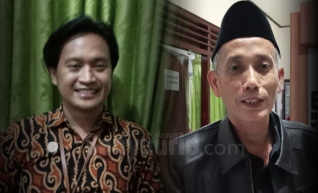 Ketua Bawaslu Bojonegoro, Handoko Sosro Hadi Wijoyo (kiri) dan Ketua KPU Bojonegoro, Fatkhur Rohman (kanan).