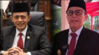 Pj Bupati Bojonegoro, Adriyanto (pakai kacamata) dan Anggota Banggar DPRD Bojonegoro, Lasuri.